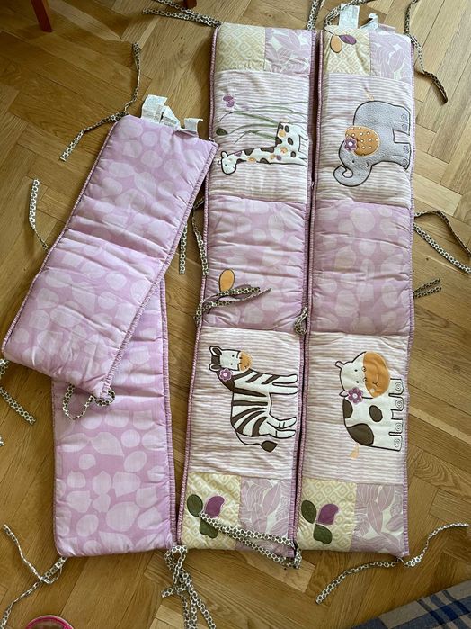 Дитяче ліжечко біле з матрацом та мякими бортиками