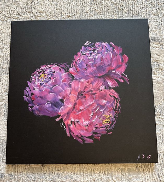 Новая картину Пионы холст масло 50/50