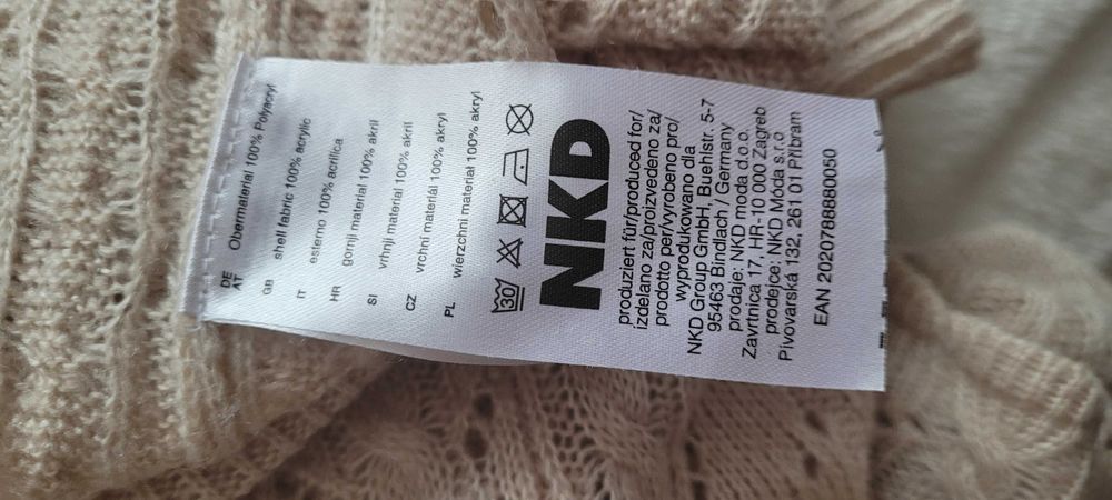 Kremowy ażurowy sweter damski NKD,roz L-XL