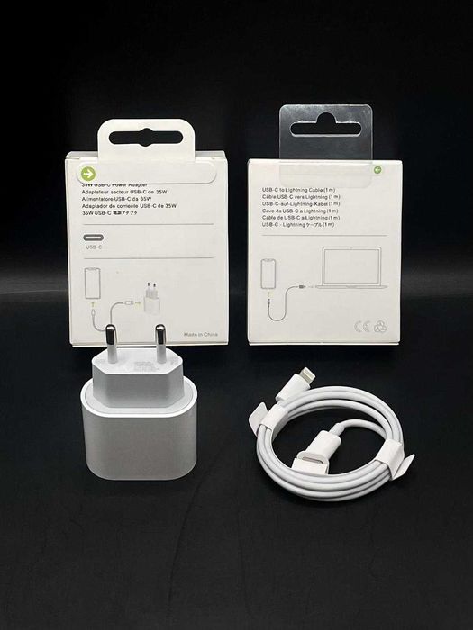 NOWY Zestaw - Superszybka Ładowarka 35W + Kabel USB-C Lightning 1m - Ładowarka do Apple iPhone iPad
