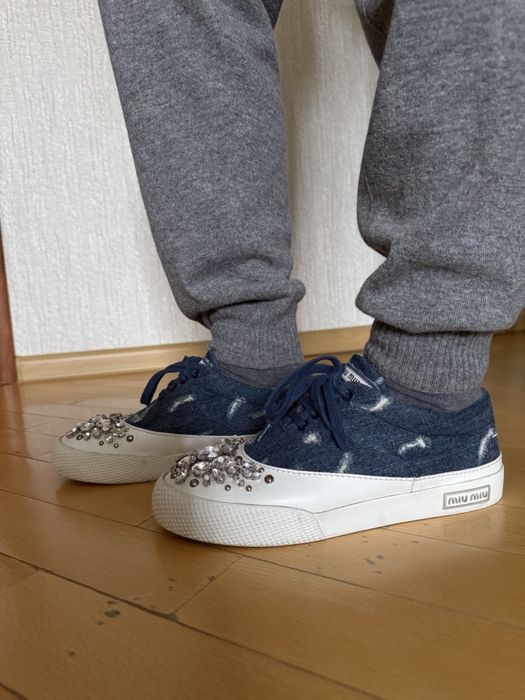 Кожаные Джинсовые кеды Miu Miu, размер 37,5!