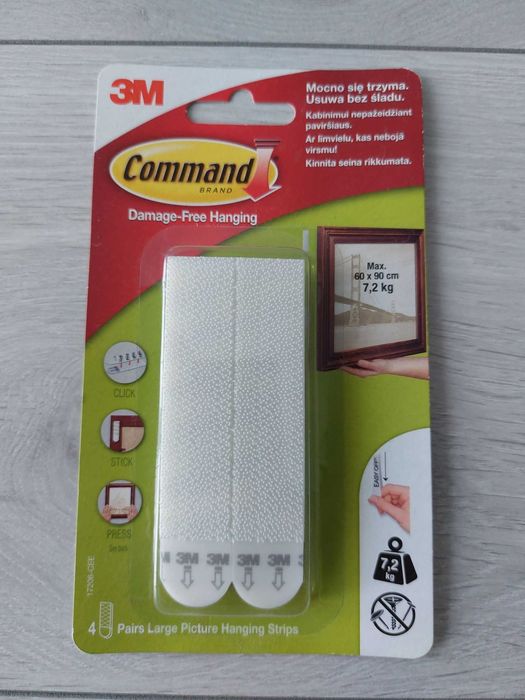 3M rzepy do wieszania obrazów Command  7.2kg 4 sztuki