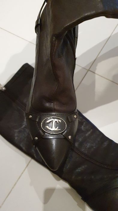 Skórzane kozaki Roberto Cavalli 40
