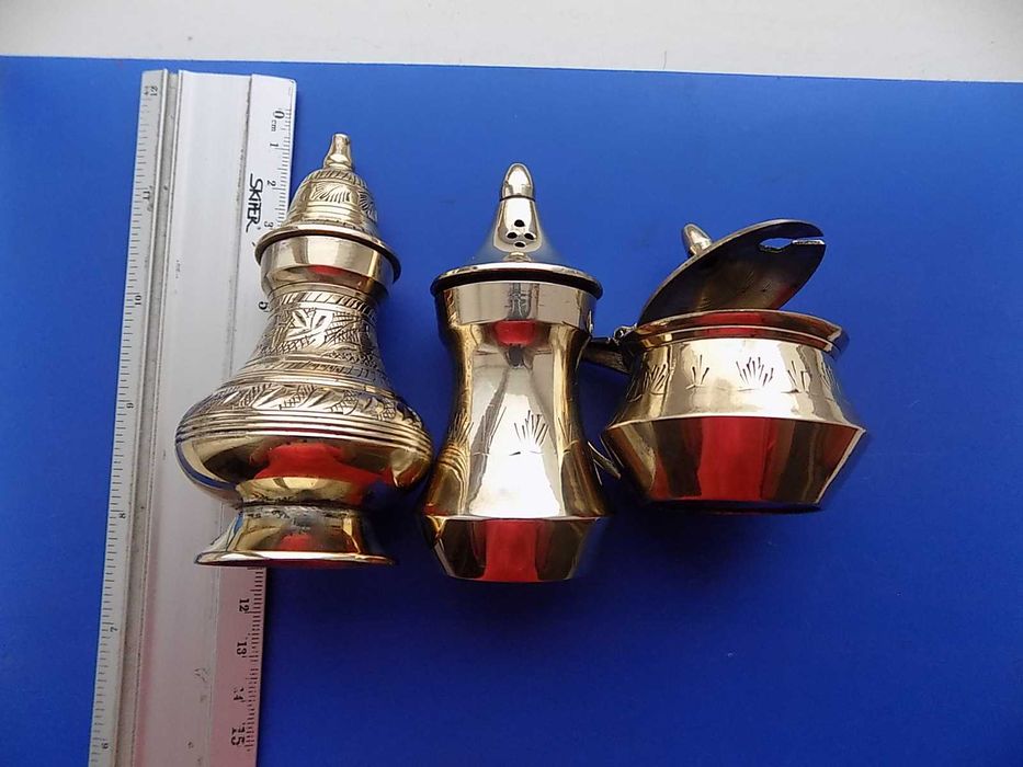 Набор для специй + Масленка Индия по серебрение штихельный узор