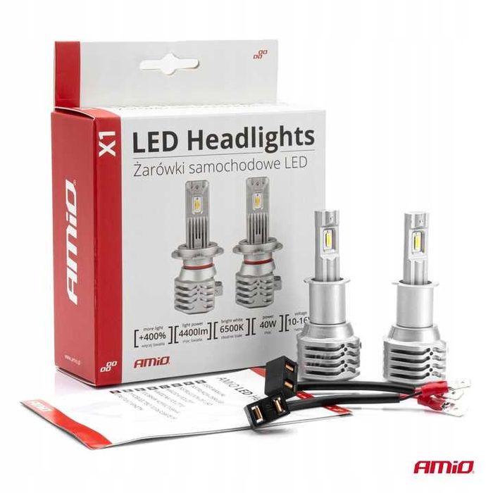 Żarówki samochodowe 2szt LED X1 Series H4 Amio