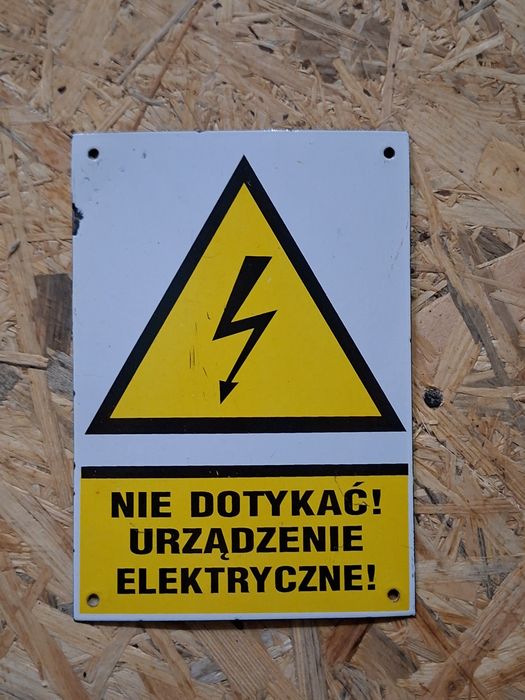 Emaliowana tabliczka "nie dotykać, urządzenie elektryczne"