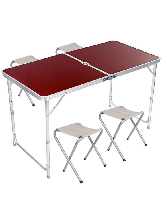 Раскладной стол для пикника с 4 стульями, телескопический 120*60 см