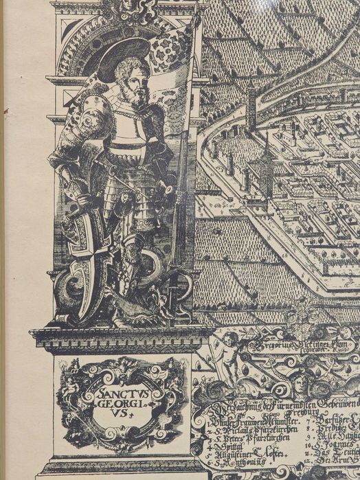 miedzioryt Duza 59,5cmx 100cm Mapa miasta Freiburg z 1589r G.Sickinger