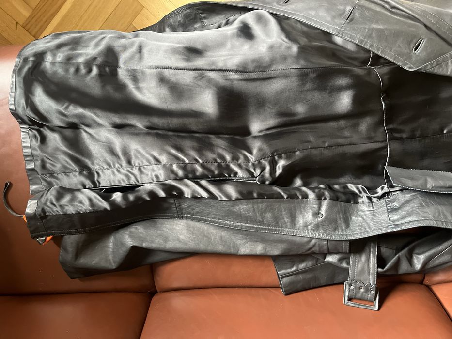 Marka „Moda Polska” - Piękny, długi skórzany płaszcz damski jak nowy