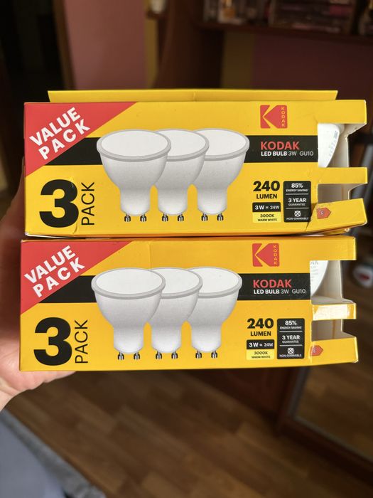 LED лампи Kodak GU10 3W, тепле світло 3000K – нові