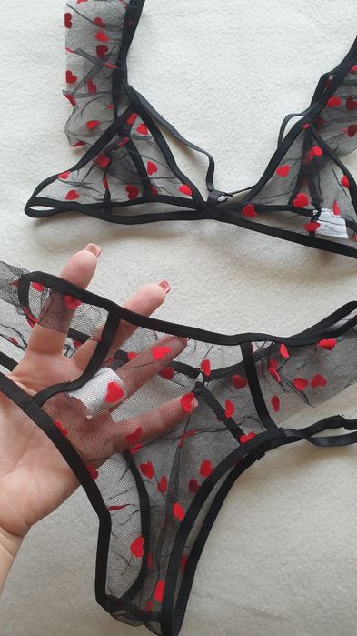 M 38 seksowny komplet bielizny strój kostium stanik stringi nowe