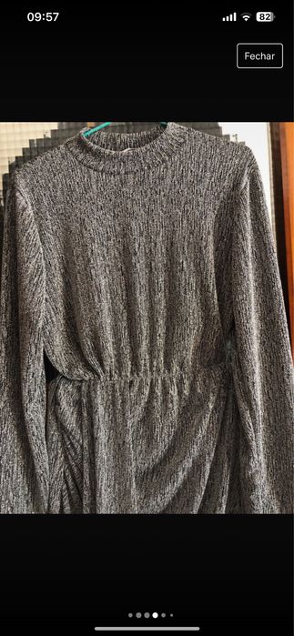 Vestido cinza brilhante muito lindo