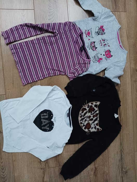 Zestaw 4 bluzki długi rękaw dla dziewczynki 116 122