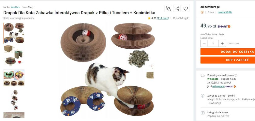 Dla kota: automatyczne poidełko+3 interaktywne piłki +drapak z piłką *