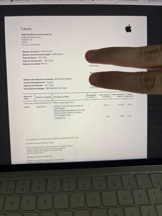 iPhone 17 Pro Deep Blue 256GB - 1349€ na apple store - Selado