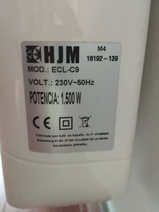 Emissor térmico 1500W HJM ECL C9 branco