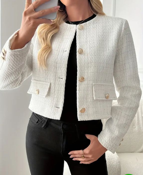 Молочний твідовий піджак