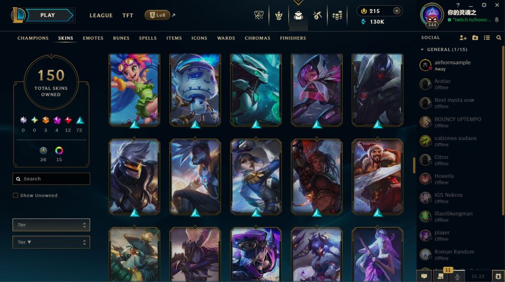 Аккаунт League of Legends, EU West, Gold, 150 скінів