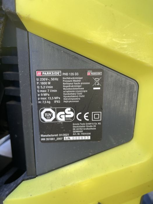 Lavadora de pressão parkside