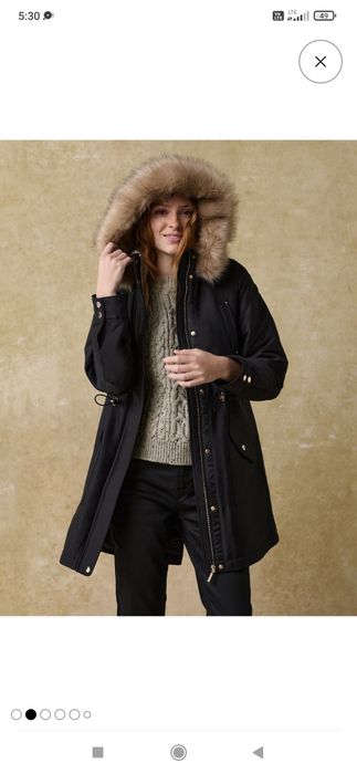 Czarna kurtka zimowa parka Next ,przedłużany płaszczyk rainwear rozmiar 46