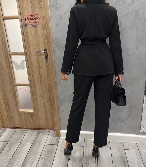 Czarny komplet set elegancko sportowy