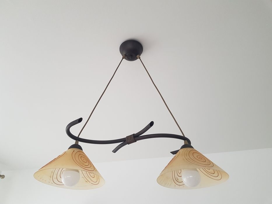 Komplet lamp brązowo-beżowe