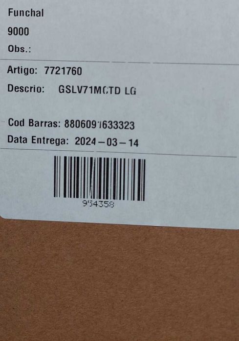 Frigorífico Americano LG GSLV71MCTD, No Frost, 179cm de altura, 635 litros de capacidade.