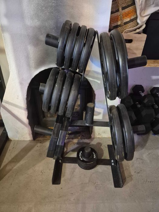 Conjunto de equipamento Mirafit para ginásio em casa – rack, halteres, barras e discos