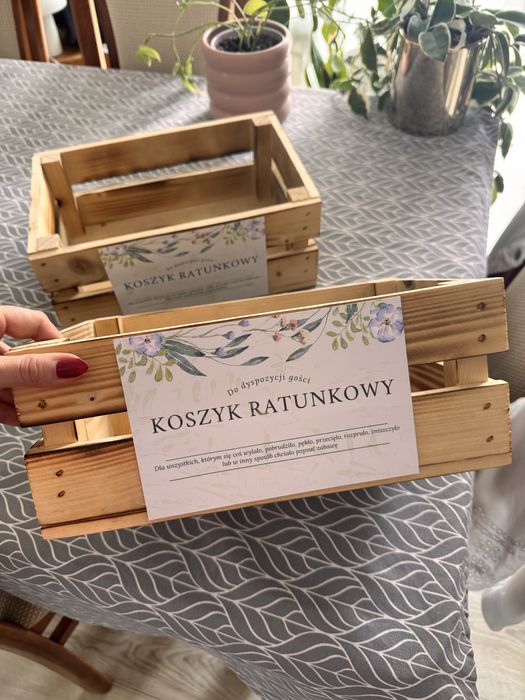 Koszyk ratunkowy na wesele skrzynka drewniana 30 x 20 x 12