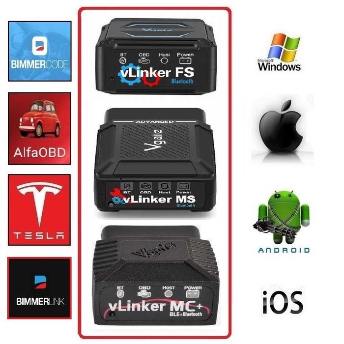 Сканер VGate vLinker MC+ ( и FS - MS ) Bt5 под iPhone-Ios Android Windows OBD2