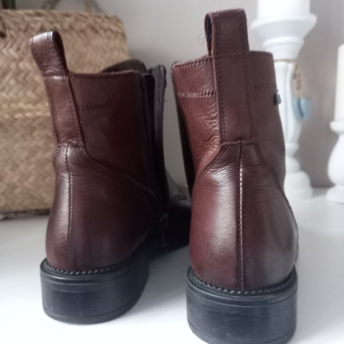Brązowe buty botki ze skóry naturalnej 38