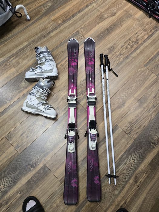 Narty salomon + buty + kijki 147cm