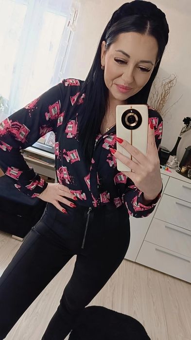 Piękna czarno różowa koszula Mohito elegancka kobieca zwiewna