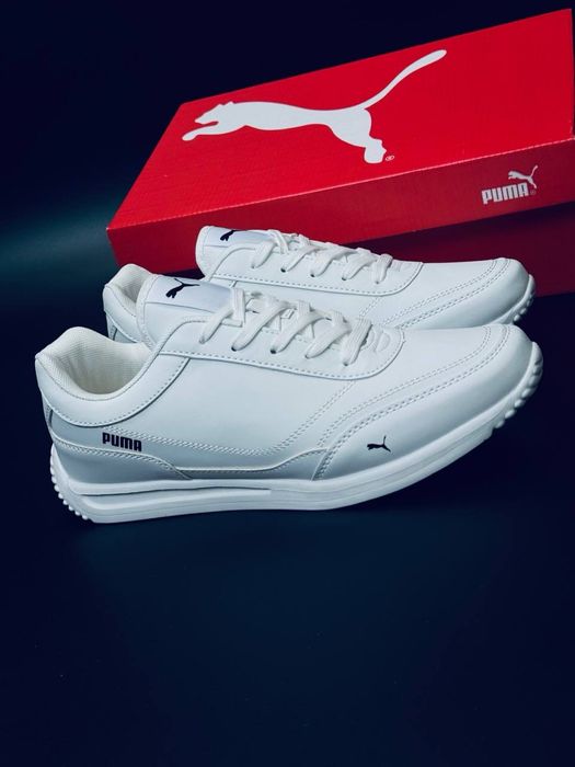 Класические белые кеды Puma/ кожаные белые кеды от Пума / не промокают