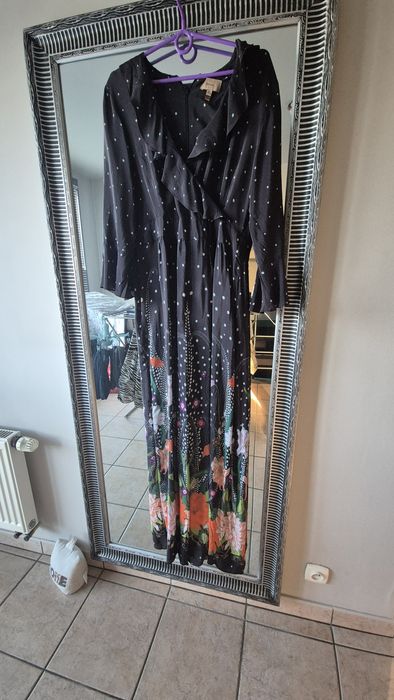 Kombinezon jedwab kwiaty M