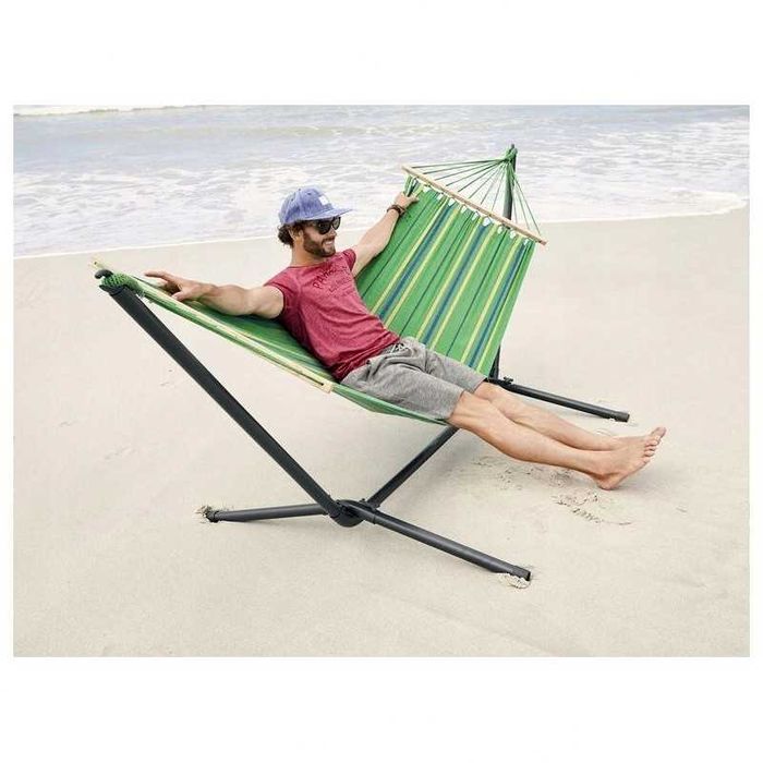 Super! Hamak ogrodowy Ze Stelażem Mocny XXL 110x290 cm + Pokrowiec