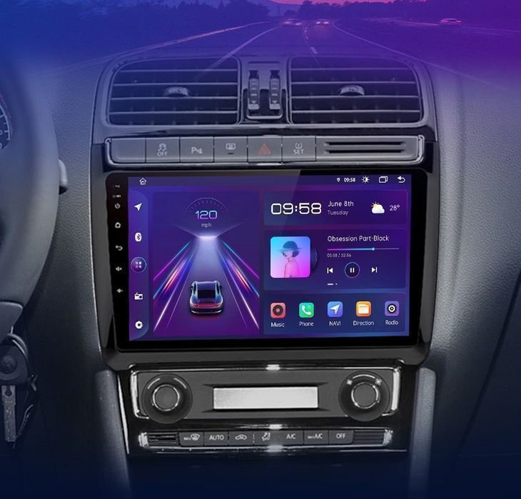 VW Polo 5 – Radio Android 15 9" CarPlay Android Auto 4GB/64GB GPS Nawigacja Stacja Multimedialna WiFi Bluetooth DSP 4G LTE PL