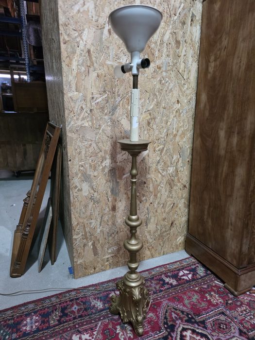 Mosieżna lampa stojąca podłogowa  vintage  #2326 Stylowy Węgrów