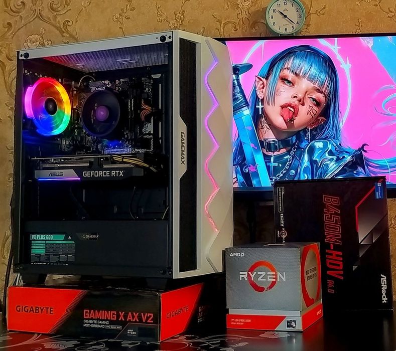 RTX3060ti/ Ryzen 5 3600/ B450/ 16gb DDR4 игровой компьютер АМ4