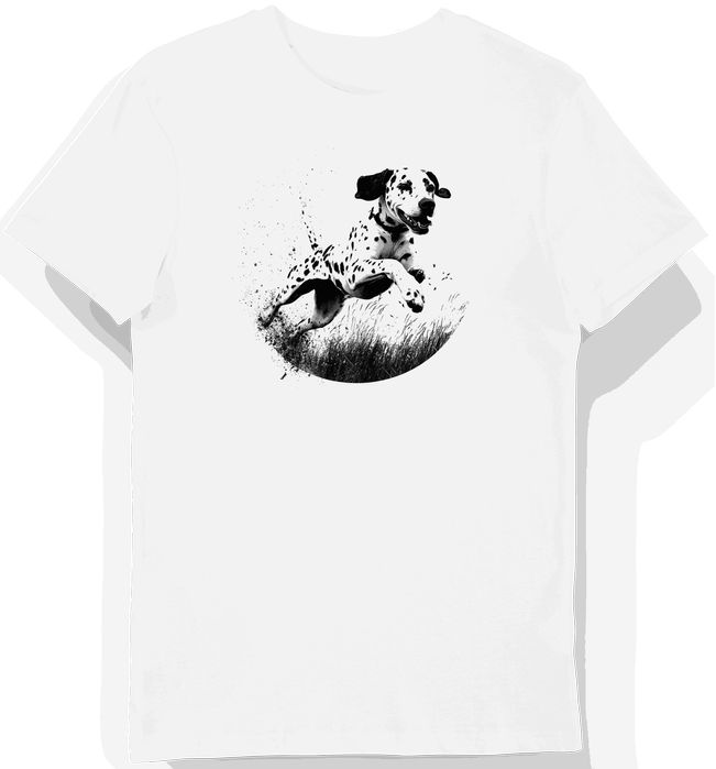 Koszulka męska biała z motywem dalmatyńczyka w ruchu 3XL