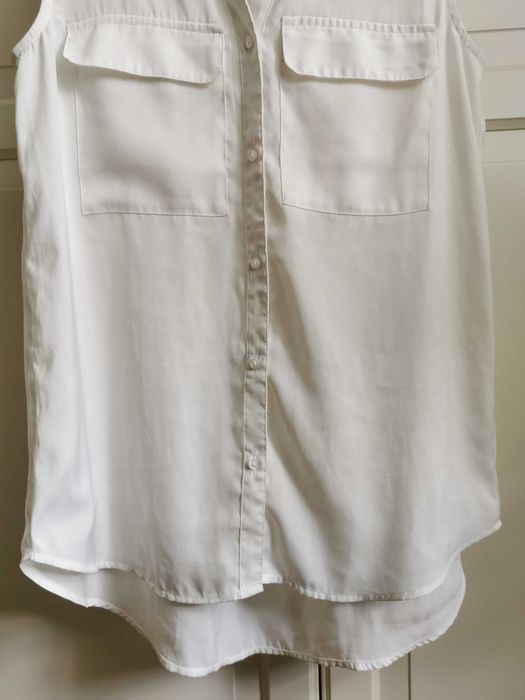 Biała śmietankowa koszula bez rękawów satynowa H&M 36 S