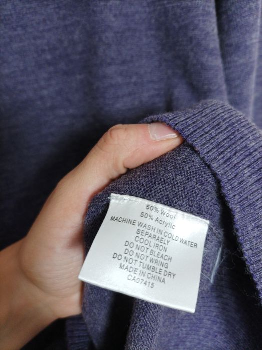 Sweter wełniany męski L