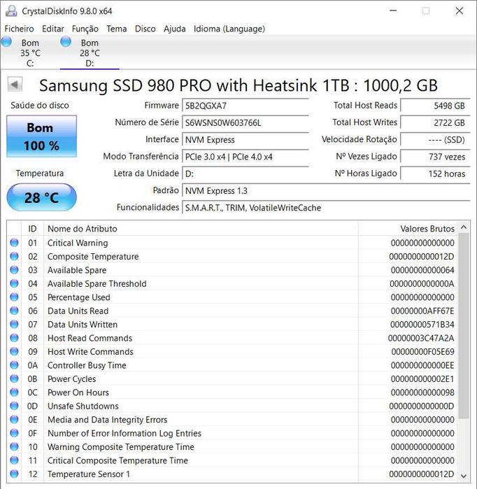 SSD Samsung 980 PRO 1TB NVMe Heatsink PCIe 4.0 - PORTES GRÁTIS
