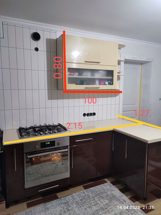 Кухня МДФ(фарбований) на дві стіни