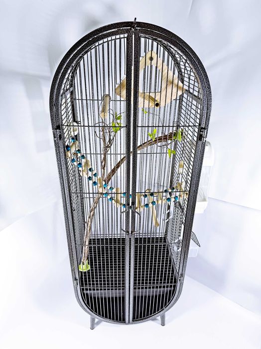 Клетка для птиц B04, элитный вольер с аксессуарами,черный, 101х37х27см