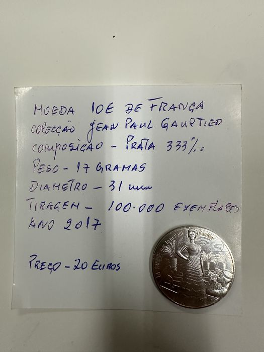Moedas de coleccao em prata de 10 € de Franca