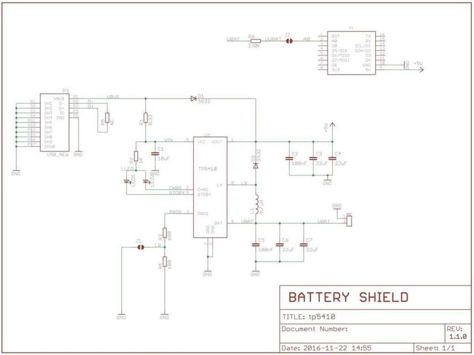 Battery Shield V1.1.0 WeMos D1 mini (Зарядний акумуляторний модуль)