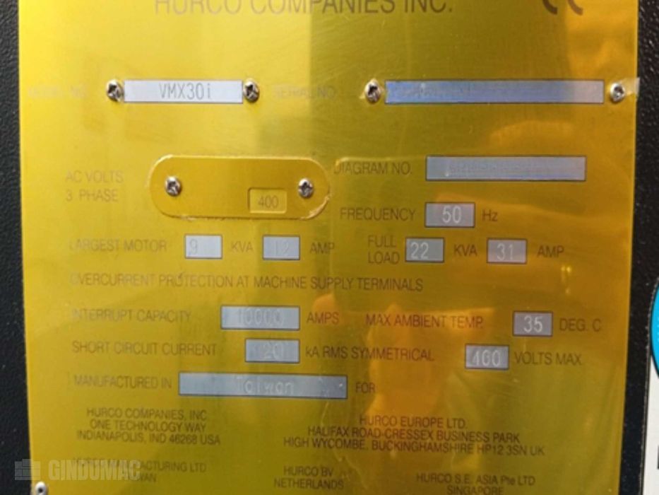 Centrum obróbcze CNC Hurco VMX 30i 5 osi (2017)
