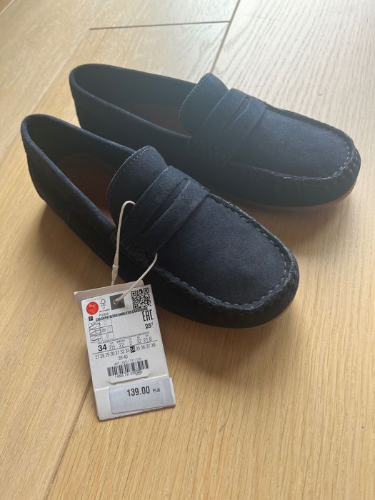 Mokasyny chłopięce Zara zamszowe rozmiar 34 długość wkładki 22