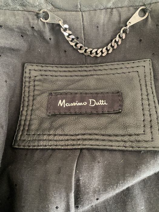 Czarna kurtka ze skóry damska Massimo Dutti